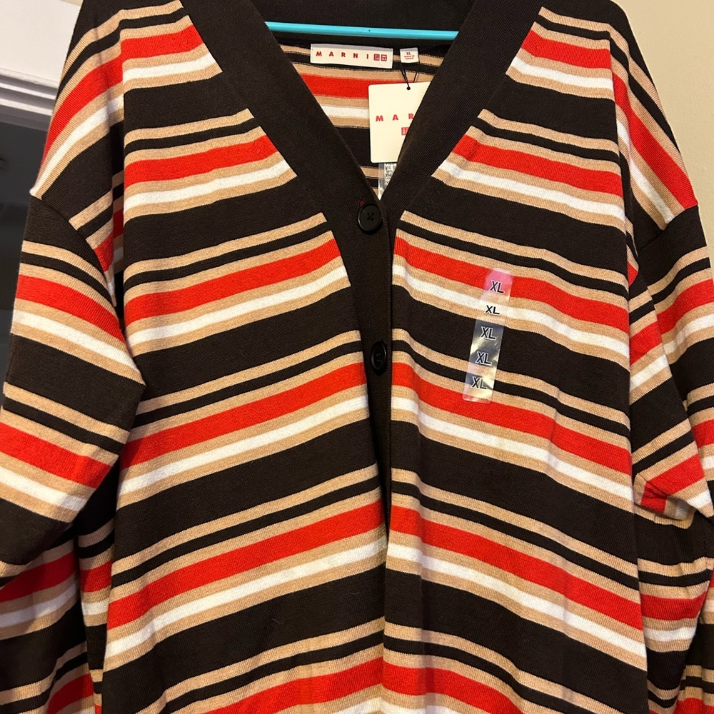 Marni x Uniqlo brown and red striped cardigan